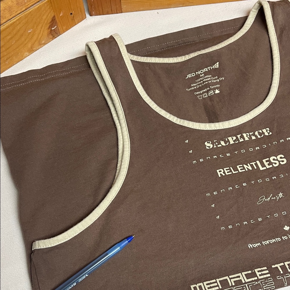 Jed North Cotton Retro Fit Brown Graphic Tank Top - Picture 9 of 10